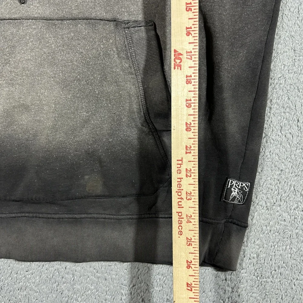 PRPS Hoodie Mens Large Gray Black Pullover Sweatshirt Streetwear #3619